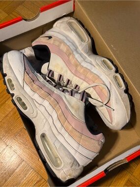 Nike White, Pink & Beige Air Max 95 Sneakers
